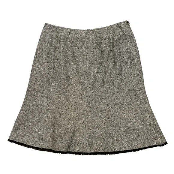 Susan Bristol Herringbone Fringe Hem Skirt Size 12 Vintage A-Line - Picture 3 of 10
